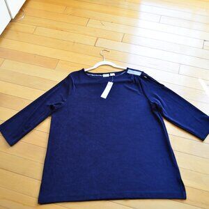 Chico's Chicos Trevelers Cut Out Shoulder Tunic 3/4 Sleeve Top Size 3 NWT XL